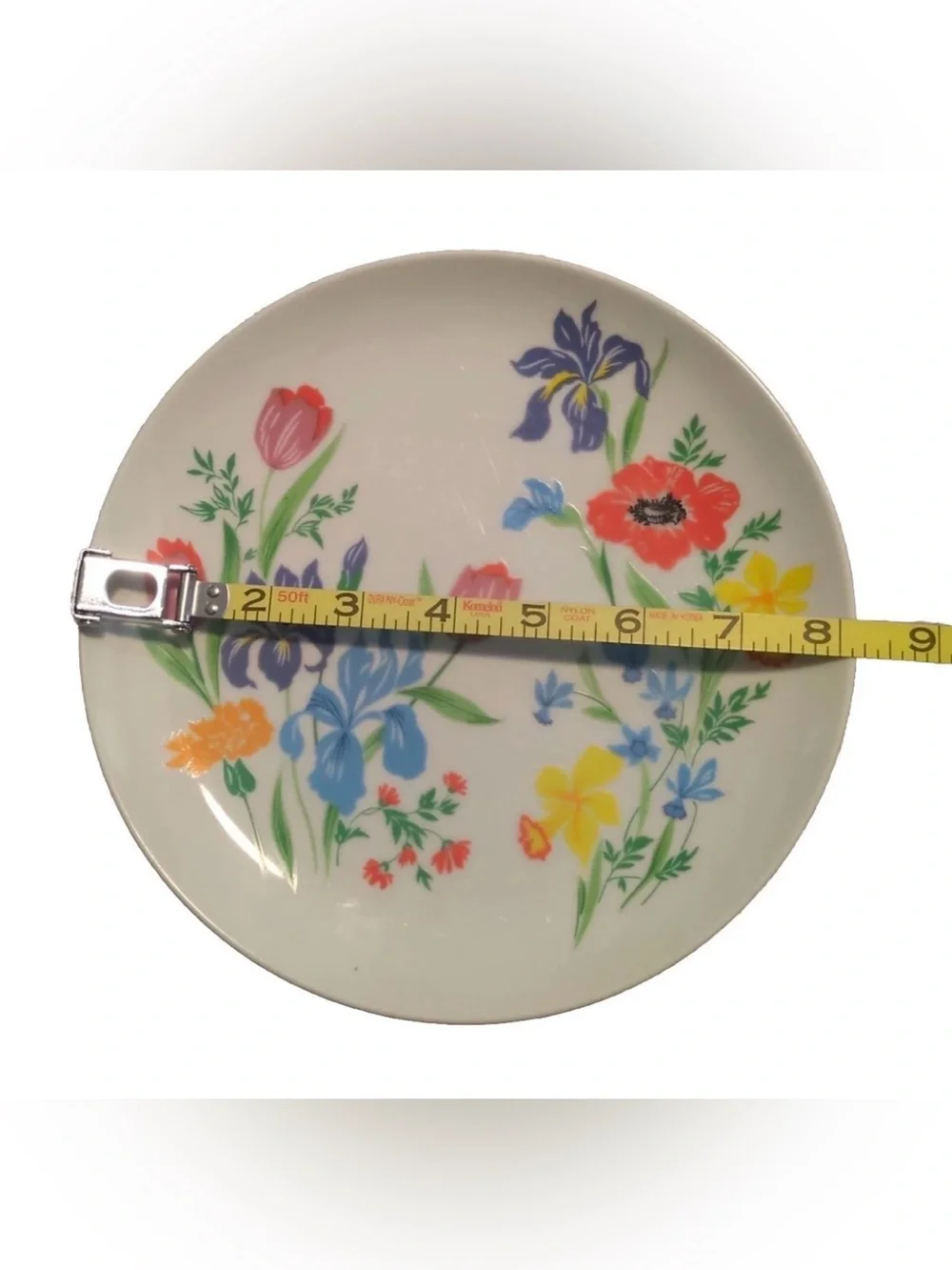Floral Porcelain Salad/Dessert Plates - White with Multicolor Flowers